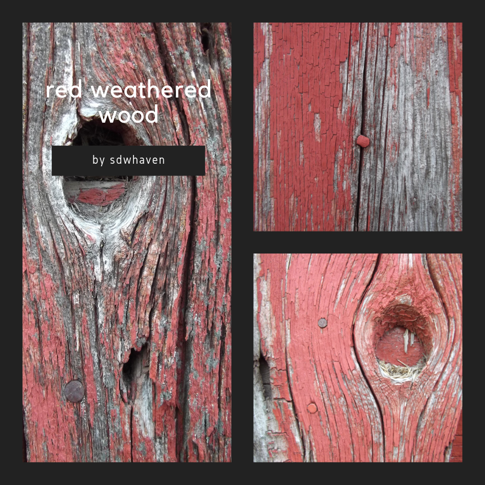 red weathered wood textures