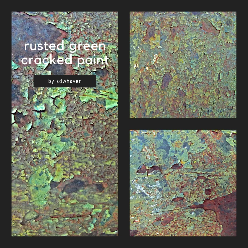 rusted green cracked paint textures